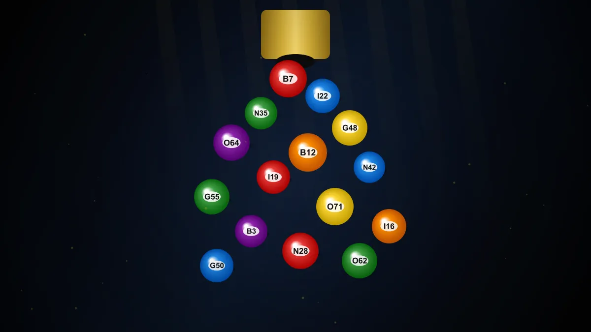 賓果賓果指南:彩色賓果球從金色分配器傾瀉而出