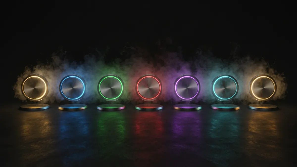 各平台特色對比：七個不同顏色的發光平台標誌橫向排列