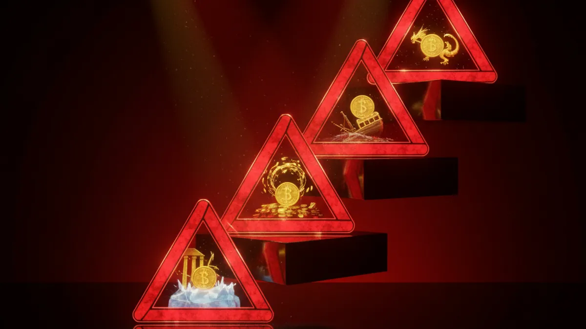 洗碼量五大陷阱:五個紅色水晶警告三角形內各有被困金幣場景