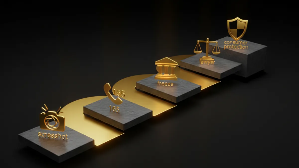 五步驟自救 SOP:截圖、報 165、銀行凍結、律師、消保五個平台階梯