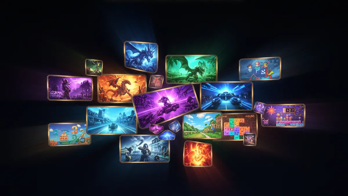 電子遊戲推薦:多彩遊戲畫面排列成馬賽克展示牆