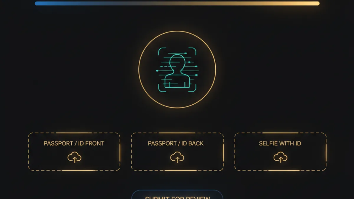 KYC 身分驗證：三個上傳區域與進度條