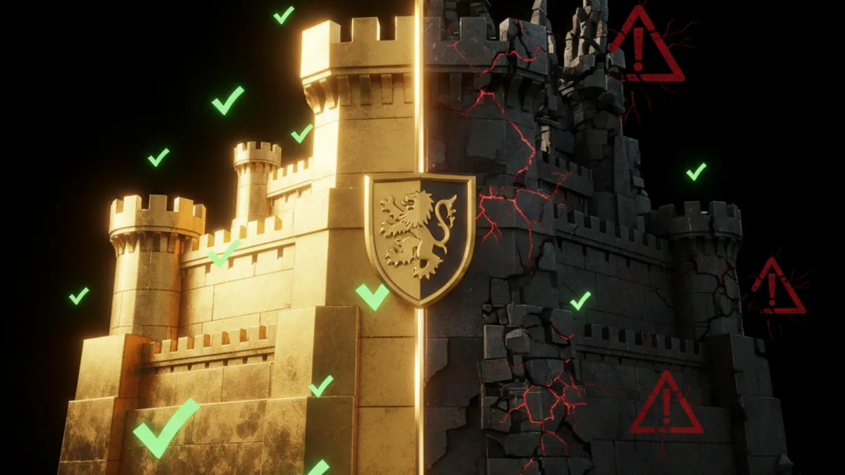 合法 vs 非法平台比較：金色堡壘（合法）vs 崩塌暗色結構（非法）