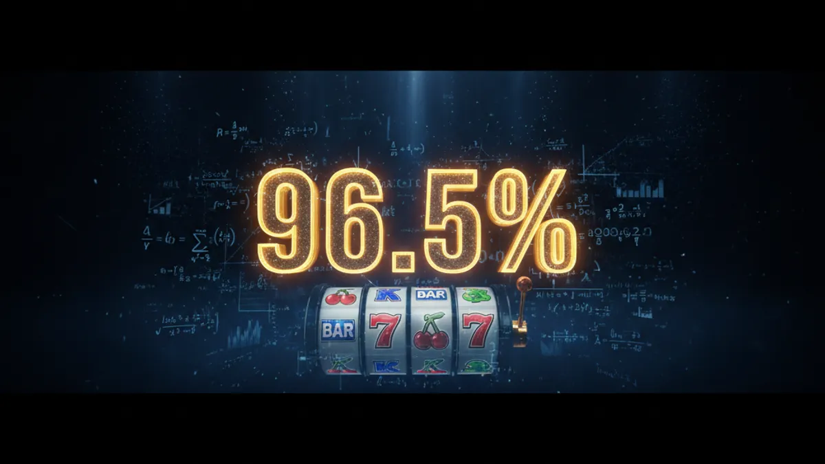 RTP 老虎機回報率概念圖:金色齒輪與百分比符號,代表老虎機的回報機制